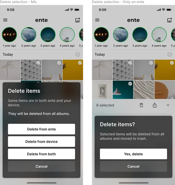Deleting selected photos in home timeline